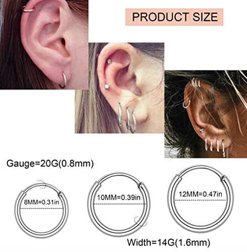 Plomfov 20G Stainless Steel Stud Earrings For Women Men Cz Heart Star Moon Flat Back Earrings Cartilage Hoops Helix Tragus Daith Earrings Piercing Jewelry Silver #TOP3