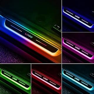 Free Customization LED Door Sill Lights Wiring-Free Car Pedal Pathway Lights, 28 Preset Lighting Colors, Auto-Sensing, Wireless Car Door Welcome Courtesy (for Custom Text/Logo)