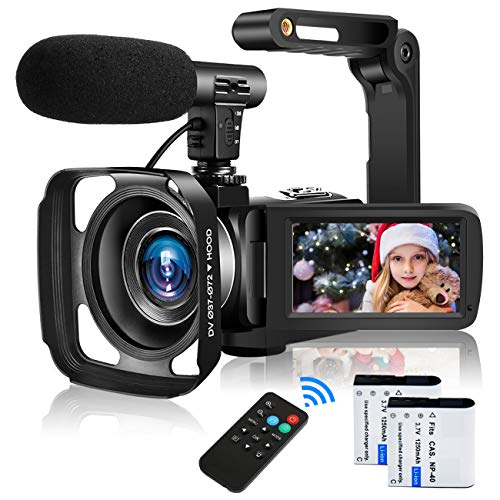 KUCIYA Video Camera Camcorder with Microphone & Remote 2.7K UHD 30FPS