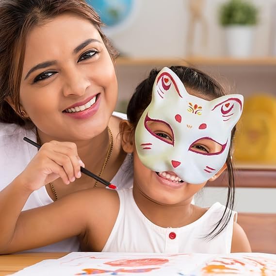 Cat Mask,3/5/10PCS Therian Mask White Cat Masks Blank DIY Halloween Mask