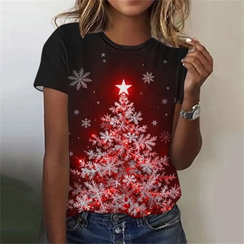Christmas Shirts for Women Short Sleeve Crew Neck Top Going Out Blouse - image 2
