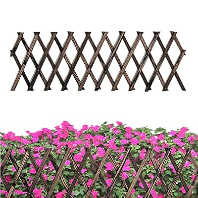Expandable Garden Trellis, 12" x 75" Wooden Lattice Fence Wall Panel Stretchable Decorative Fences Lattice Trellis for Climbing Plants Outdoor Ivy Vine Rose Clematis Garden Patio Room Decor (1)