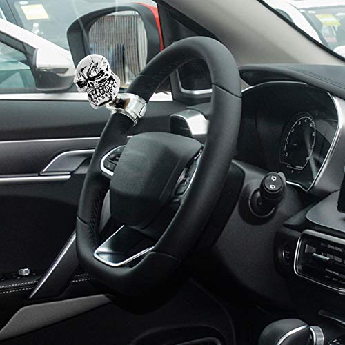 Arenbel Skull Steering Wheel Suicide Spinner Knob Power Turning Control Assist Grip Handle Fit Most Cars Trucks Tractors Boats, Silver #TOP3