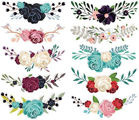 Flower Iron on Sticker Heat Transfer Patches 10 PCS Appliques Decals for T-Shirt Jeans Backpacks Jackets Dress Clothing Art Decoration Accessories