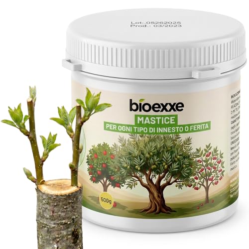 bioexxe mastice 500 gr per innesti e potature - cicatrizzante per piante con resine vegetali, mastice cicatrizzante per potature e ferite, pasta protettiva ferite vegetali uso giardino orto bonsai