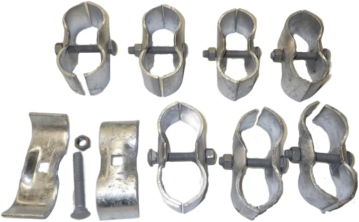 SET OF (8) 1-5/8 INCH SADDLE/PANEL CLAMPS FOR DOG PEN, CHAIN LINK FENCE