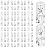 Sinbana 100 Stück 194 Glühbirnen, W5W 1/4 Keilsockel 12 V 5 W Klar T10 2825 Klare Glühbirnen für Auto-Signallichter Nummernschild Seitenmarkierung Ersatz für 147 152 158 159 161 184 192