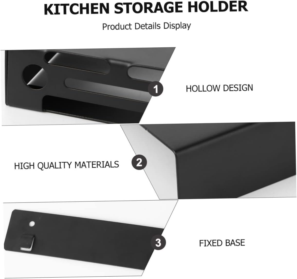 GLEAVI 1pc Kitchen Shelf Wall Mount Organizer Key Kitchen Wall-mounted Rack Hanging Shelves Rack Cutlery Drainer Utensil Hooks Cooking Utensil Organizer Cutlery 201 Stainless Steel Black