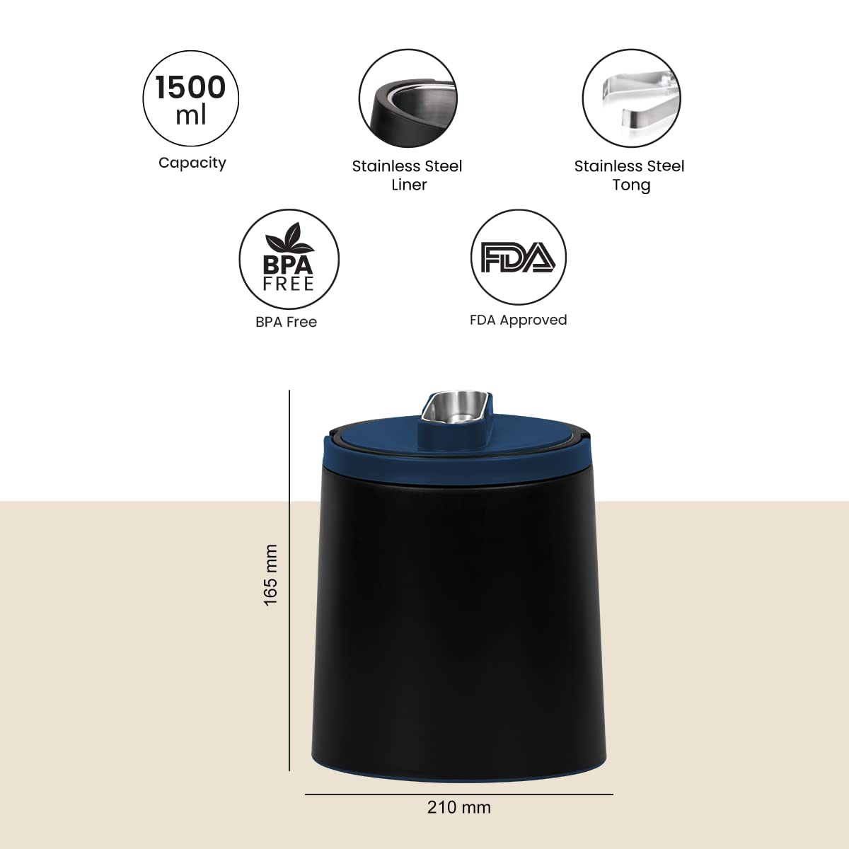 Pinnacle's Polar Ice Pail with Lid and Tongs – Stainless Steel
