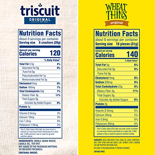 Triscuit Original Whole Grain Wheat Vegan Crackers And Wheat Thins Original Whole Grain Wheat Crackers Variety Pack, 4 Boxes #TOP6