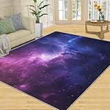 Galaxy Rugs for Living Room - 8x10 Rug, Starry Sky Rugs for Bedroom, Blue-Purple Area Rug, Washable Carpet & Kids Room Decor