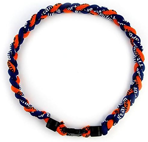MapofBeauty 18" Three Braided Rope Sport Tornado Necklace (Dark Blue/Orange)