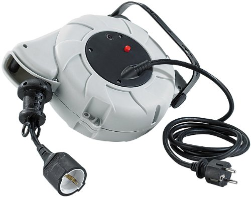 Kabelaufroller: 9 Meter Kabeltrommel zur Festmontage an Wand & Decke (Kabeltrommel Selbsteinzug)