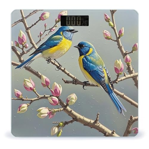 Balanza digital azul amarillo vidrio templado LCD miniatura 1