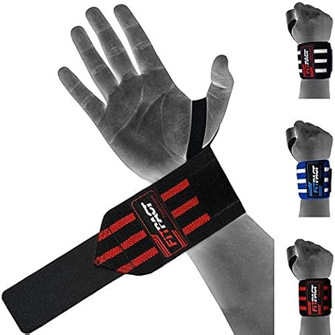FITPACT Weight Lifting Wrist Support Wraps with Thumb Loop Elasticated Straps for Strength Training, Powerlifting, Bodybuilding, Gymnastics, Workout and Xfit Exercise (SOLD AS PAIR) Cover