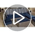 Image of CASASTYLE Adona 4 Seater Fabric RHS L Shape Sofa Set with 2 Puffy (Blue-Grey)