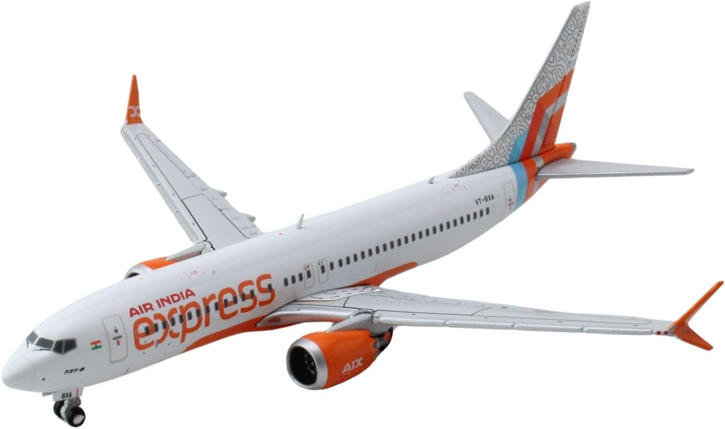 GeminiJets Boeing 737 MAX 8 Commercial Aircraft Air India Express (VT-BXA) White with Tail Graphics 1/400 Diecast Model Airplane