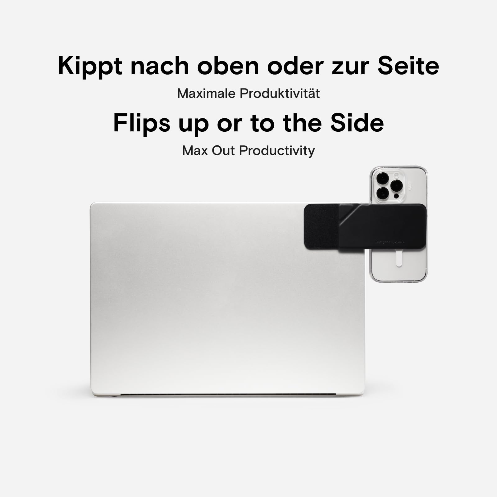 MOFT Supporto magnetico per iPhone, supporto laterale per monitor del telefono sottile e pieghevole, staffa di espansione per computer portatile (Nero)
