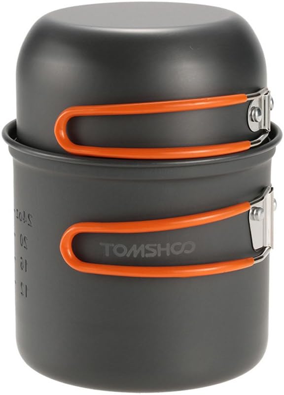 TOMSHOO Camping Hiking Cookware with Mini Camping Piezoelectric Ignition Stove Backpacking