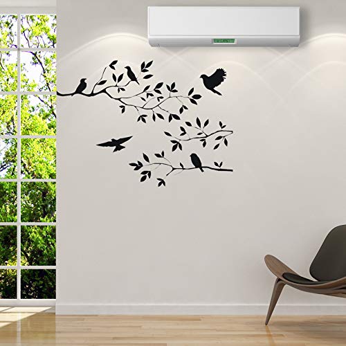 Lnrkai 13.8X23.6In Black Birds Flying Between Tree Branches Wall Decor Stickers Nursery Leaves, Diy Removable Wall Art Decal Mural Peel And Stick Wallpaper For Bedroom, Farmhouse, Living Room And Decor #TOP2