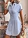 Milumia Women's Striped Button Front Cap Sleeve Collared Shirt Dress Blue and White Medium