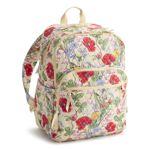 Image of Vera Bradley Women's Premium Cotton Large Bancroft Backpack - 15 inch Laptop & Trolley Sleeves - All the Pretty Wildflowers, 28L