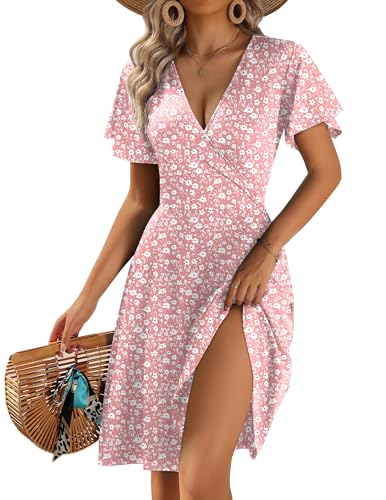 Image of Zeagoo Womens Summer Dresses Wrap V Neck Dress Floral A-Line Ruffle Sleeve Casual Sundress with Pockets 2026
