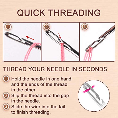 image for JekiiNova Self Threading Needles, 36pcs Needle Threader for Hand Sewin