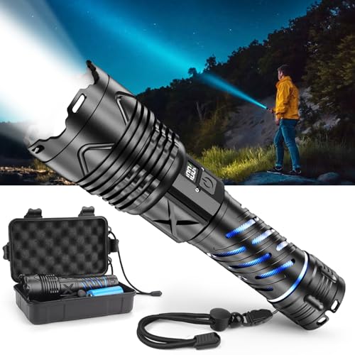 JMNGSHU Rechargeable Flashlight with Type-C Fast Charging & 16-Hour Runtime, 5000 High Lumens,5 Modes, Telescopic Zoom, Waterproof, Compact Handheld Flashlight for Camping, Hiking, Hurricane Prep