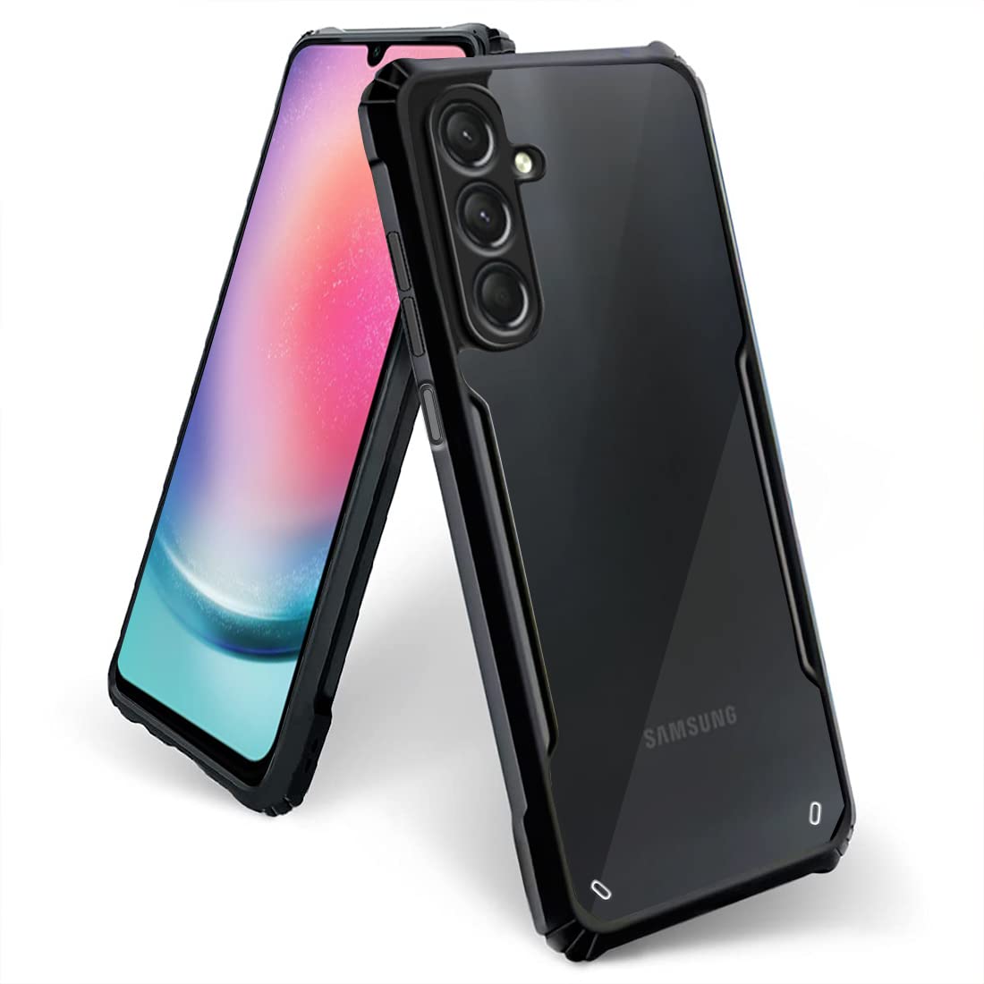 Fashionury Back Cover for [ Samsung Galaxy A24 4G ] Acrylic Back Cover Case for Samsung Galaxy A24 4G | All-Round Protection | Black Bumper - Transparent (B0C3MGNZ79) Amazon Price History, Amazon Price Tracker