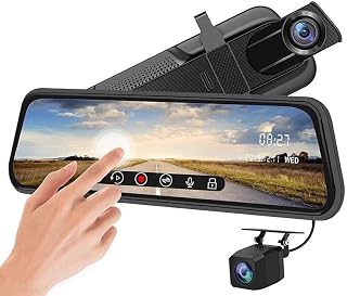2 in 1 Front Rear 10" Full HD Touch Screen 1080p Mirror Dash Cam Dual Car Security Reversing Camera Dashcam Video Recorder 170° Wide Angle Motion Detection G-Sensor Monitor WDR Night Vision 32GB SD