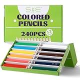 S & E TEACHER'S EDITION Colored Pencils 240Pcs,Coloring Pencils Set for Adults Kids Drawing Pencils for Sketch, Woodcase Lead Pencils, Wooden Colored Pencils, Back to school Christmas Gifts