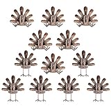 MorTime 12 Pack Turkey Tealight Candle Holders, Bronze Finished Metal Tea Light Candleholders, Thanksgiving Sitting Standing Turkey Holders Set for Table Kitchen Thanksgiving Decorations