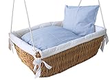 Hängekorb Babykorb Moseskorb Babykorb Hängekorb Hängewiege Wiege Korb Baby Schaukelwiege BabyBett VICHY Karo (hellblau)