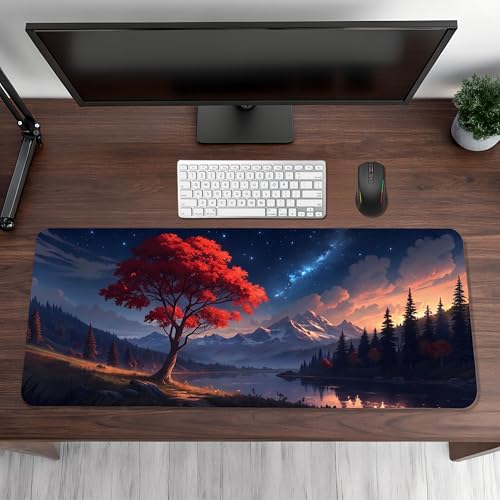 Image of Mount Fuji Premium Desk Mat | Anti-Skid | Anti-Slip | 80 x 30 cm | Laptop Mat for Work from Home /Office /Gaming- Extended Mouse pad and Keyboard Desk mat