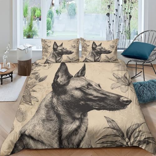 Housse de couette chien imprimé 3D parure lit microfibre hypoallergique - 4