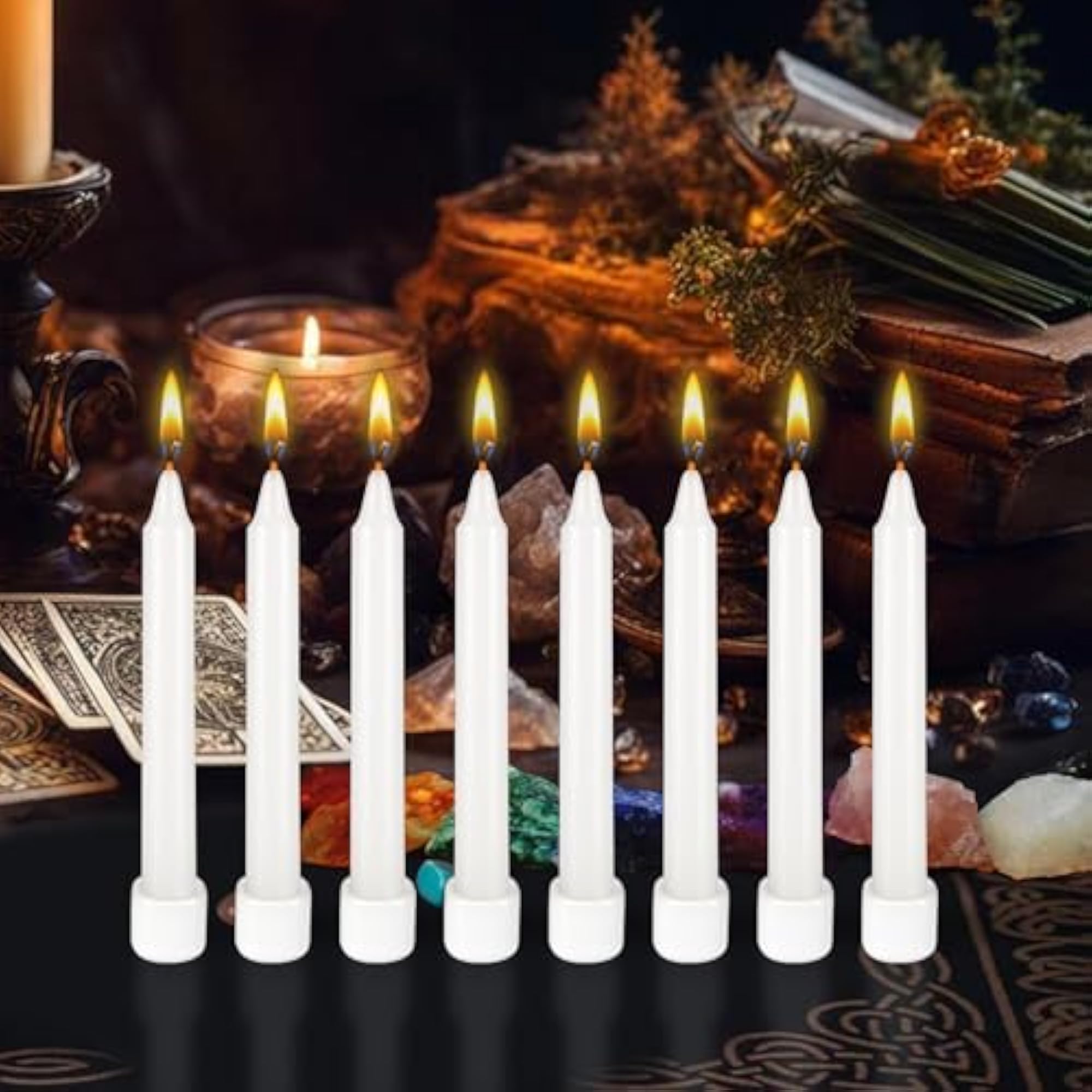 8 pcs White Unscented Taper Candles, General Usage