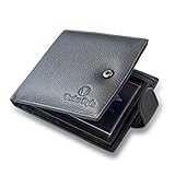 Black Leather - Safe Wallet for Men's Premium Trifold - with RFID Blocking and Coin Pocket - Your money is safe