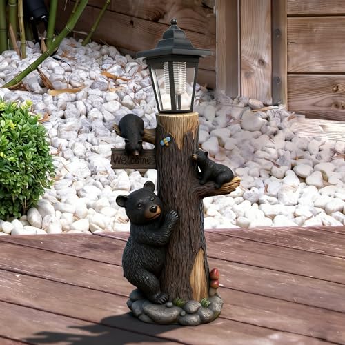 Décoration extérieure d'ours pour cour et terrasse avec éclairage solaire