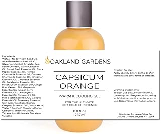 Oakland Gardens Brand Menthol Blue Cool, Capsicum Orange WarmCool, L Menthol, Capsicum Oil, You Choose Size (Capsicum Orange - 8 oz, 12 Pack)
