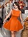 YMDUCH Women's Summer Sleeveless Crew Neck Backless A-line Mini Party Prom Dress Orange