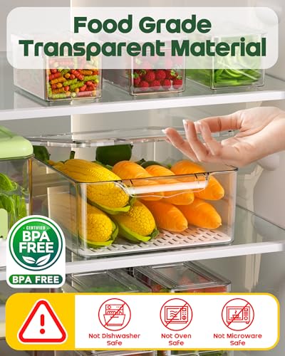 11 Pack Refrigerator Organizers and Storage, Stackable Fridge Organizer Bins, BPA-Free Clear Plastic Fruit Storage Containers for Fridge, Kitchen, Fruits, Drinks, Produce, Vegetable - Image 5