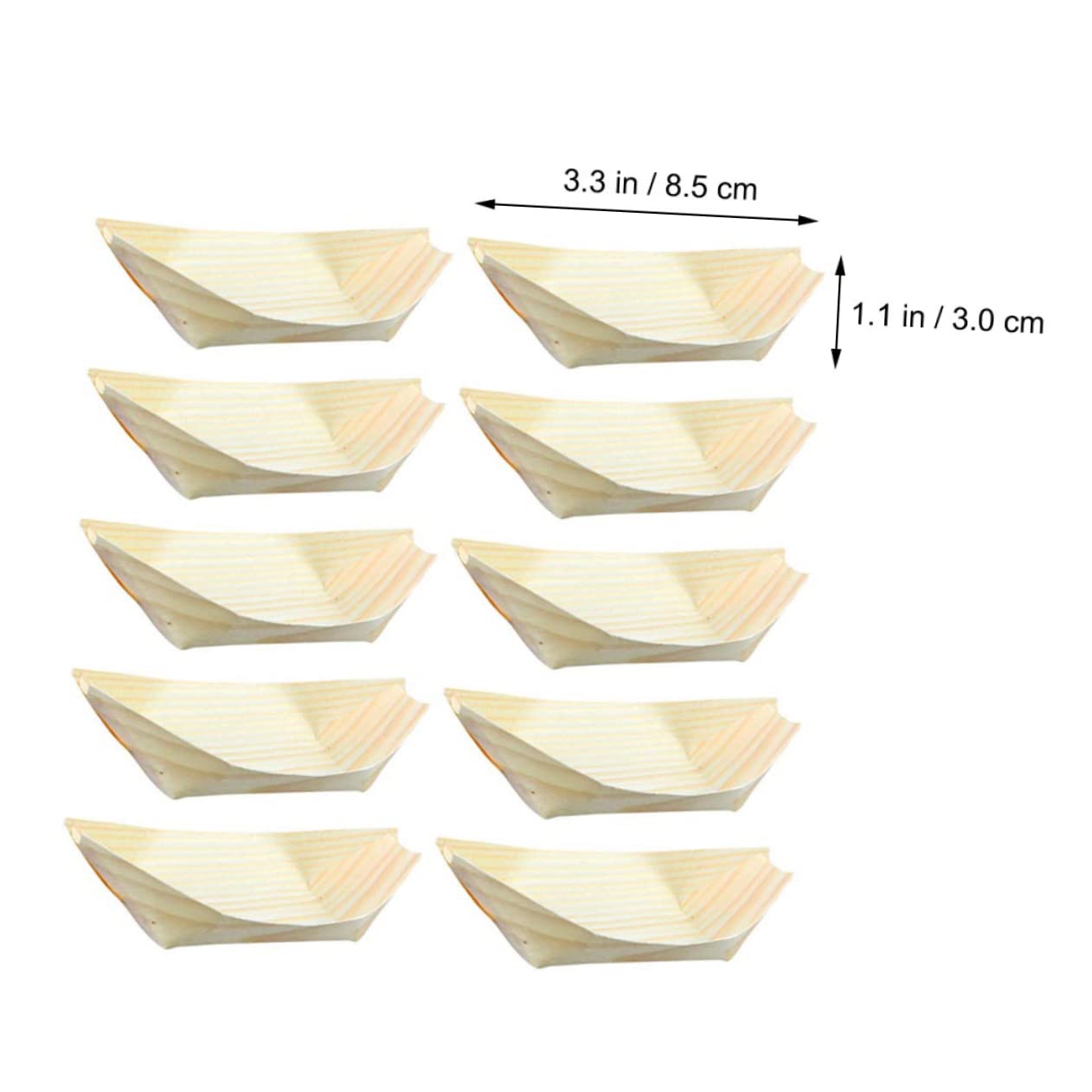 SHERCHPRY Wooden Sushi Tray Disposable Snack Bowl 150pcs Asian Boat Trays for Treats for Cocktails Events