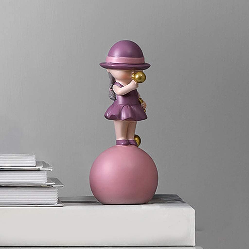 Desktop Figurine Resin Statue Cartoon Sculpture Abstract Crafts Art Ornament Desk Table Statue for Home Bedroom Living Room Garden Office - Girl, Purple