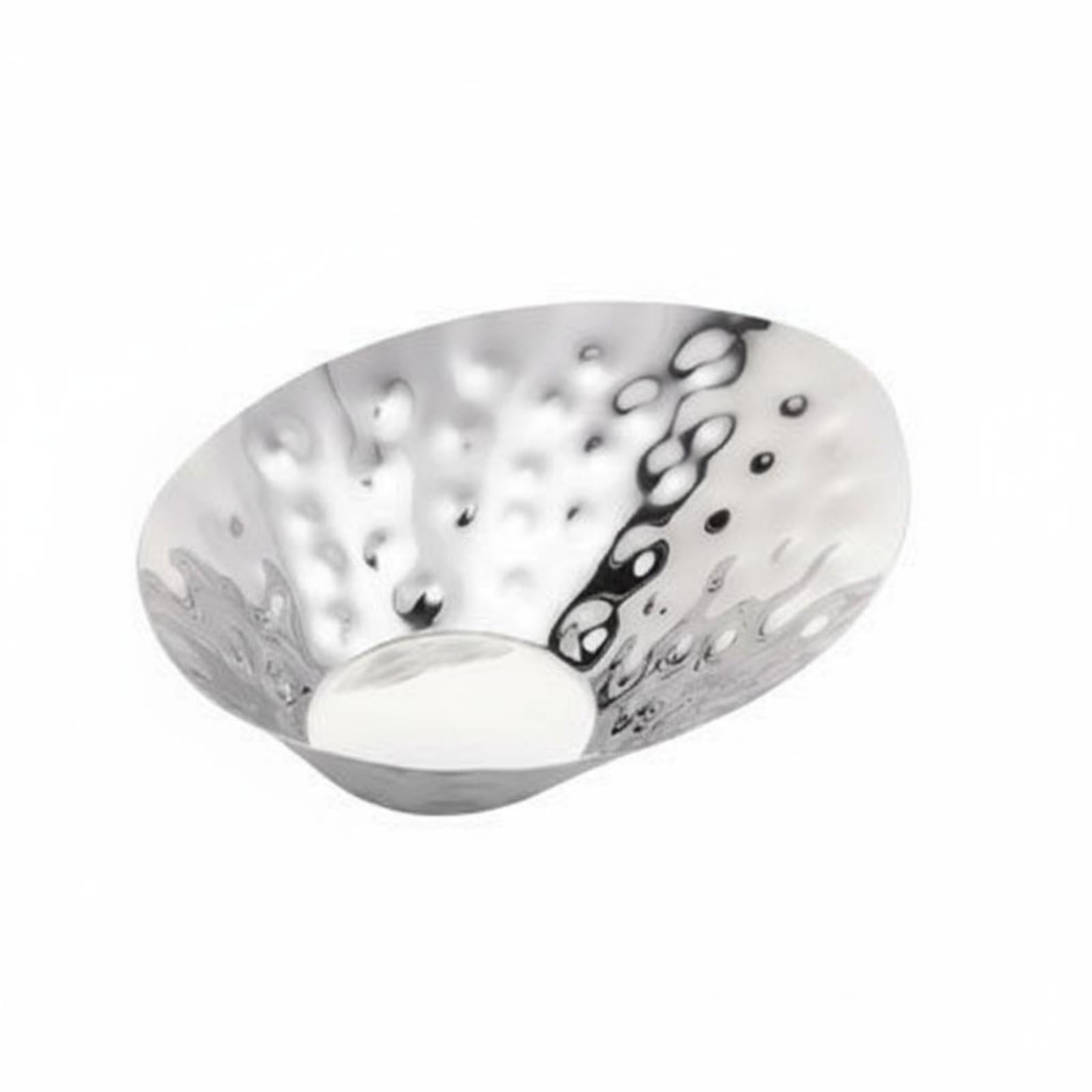 Piatto Industriale Ciotola Frutta Insalatiera Vassoio Portata in Acciaio Inox Finitura E Profilo Inclinato per Presentazioni Curate Adatto a, Grande, Moderno, Martellato