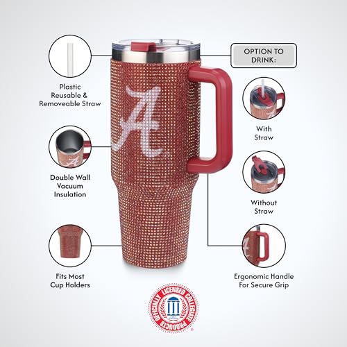 Image of The Memory Company Officially Licensed 40oz TC Bling Game Day Tumbler with Vintage Logo, University of Alabama