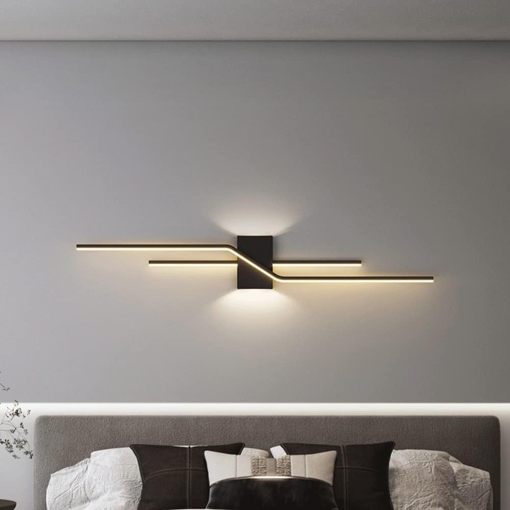 XANAYXWJ Wewnętrzny liniowy kinkiet LED, kinkiet w metalowy pasek z akrylowym kloszem, oświetlenie dekoracyjne salonu Wall Washer (biały 120 CM)