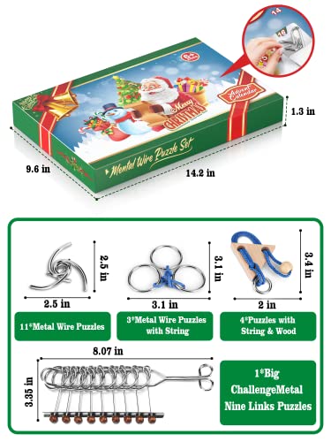 Brain Teaser Puzzle Advent Calendar 2022 - Christmas Gifts For Kids - Brain Teaser Countdown To Christmas For Teens Boys - Calendar Decoration Gift Box With 24 Pcs Metal Wire Puzzle For Adults Girls #TOP4