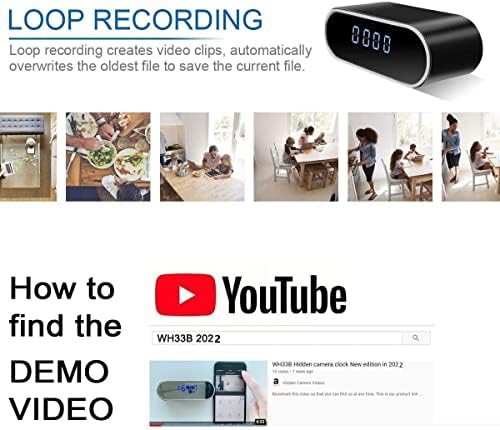 FiveSky 4K UHD Spy Camera Hidden Camera in Clock WiFi Hidden Cameras Video Recorder Wireless IP Camera Indoor Home Security Monitoring Nanny Cam 140° Angle Night Vision/Motion Detection, Black