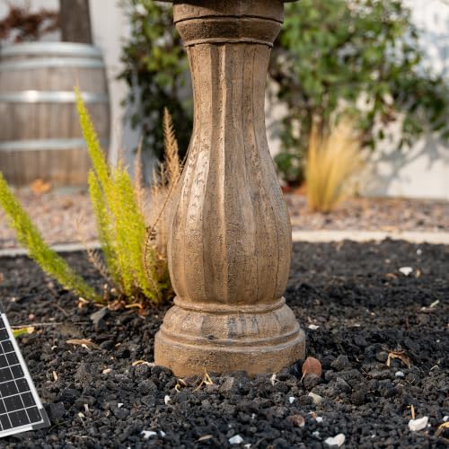 Image of XBrand 44 inch Solar Powered 2-Tier Water Fountain, Fiberglass Resin Outdoor Fountain with Solar Panel and Auto Shut-Off Pump
